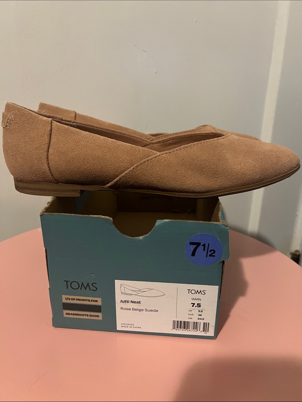 Toms Rose Beige Suede Slip-On Flats